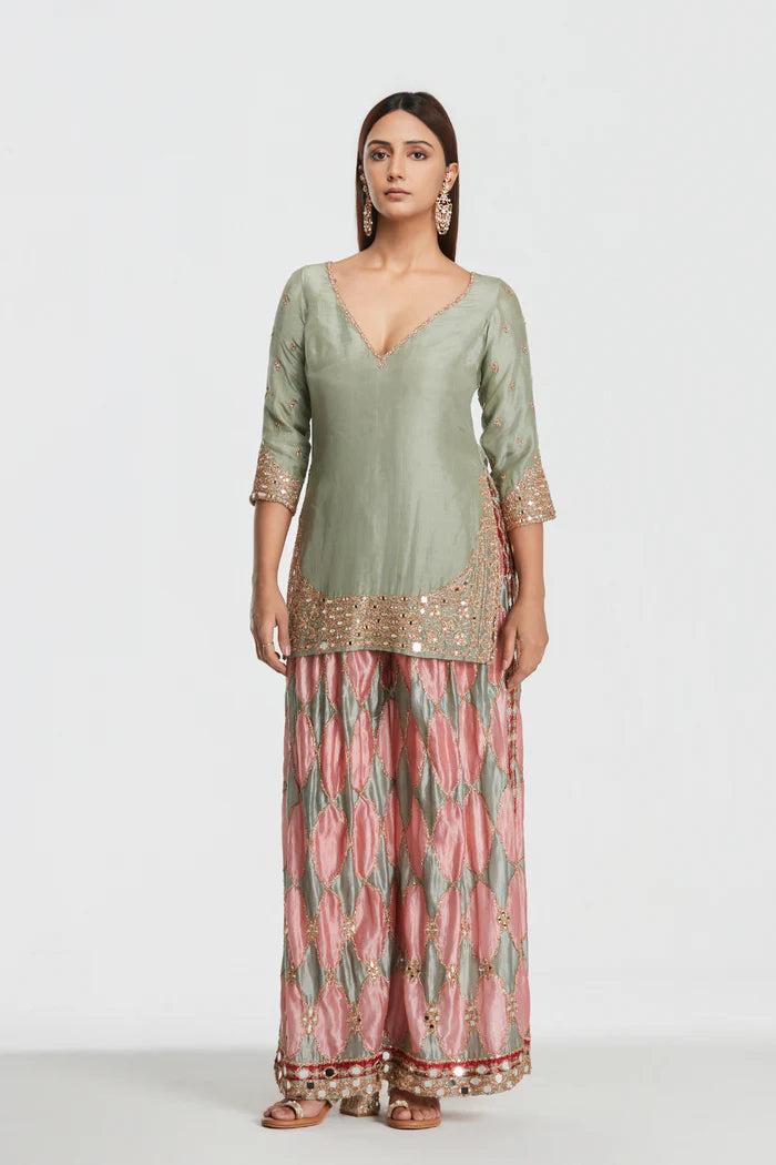 Mist Green Sharara Set