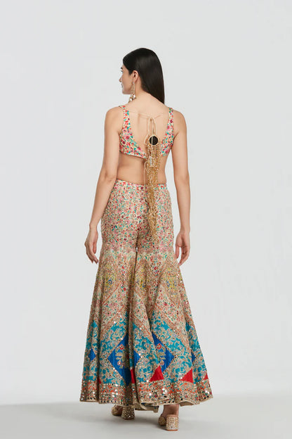 Multicoloured Sharara Set with Jacket