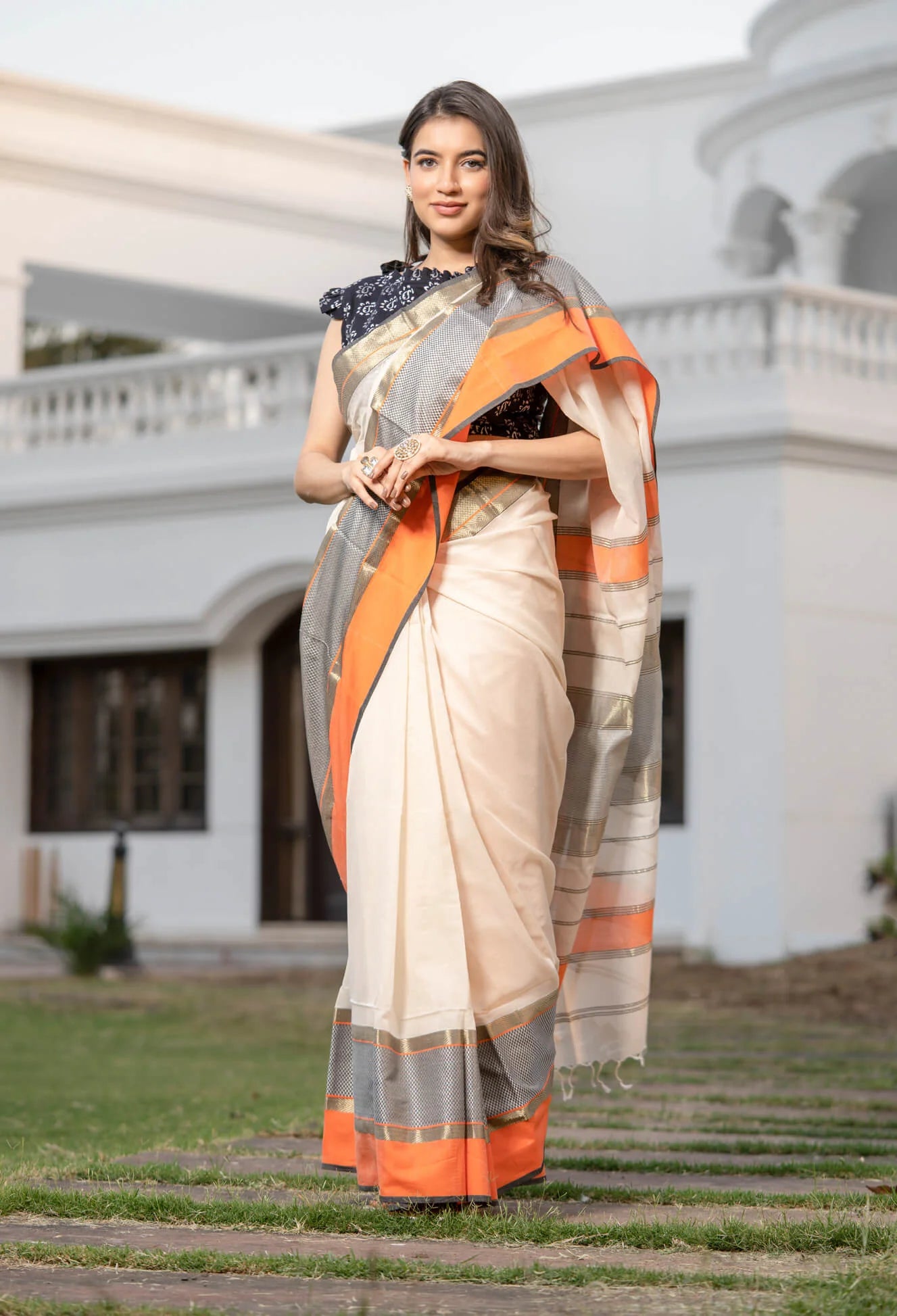 Maheshwari Handloom Silk by Cotton Saree