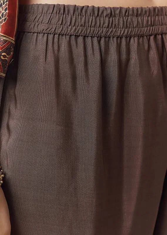 Maroon Coord Set In Ajrakh Print With Sequins Work